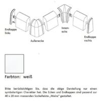 Innenecke für MDF-Sockelleisten 40x20 mm - weiß