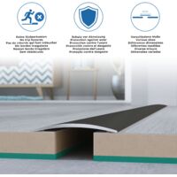 Übergangsprofil "Rotterdam" / Übergangsschiene / Übergangsleiste 28 mm (Edelstahl, 1 mm Stäke):-Edelstahl poliert-900-selbstklebend