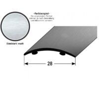 Übergangsprofil "Rotterdam" / Übergangsschiene / Übergangsleiste 28 mm (Edelstahl, 1 mm Stäke):-Edelstahl matt-1000-selbstklebend