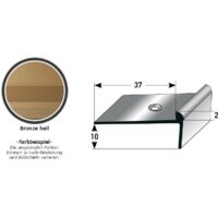Treppenkante "Aulla" / Treppenkantenprofil / Winkelprofil, konfigurierbar, Breite: 37 mm, Höhe: 10-40 mm, Einfasshöhe 2-7 mm aus Aluminium eloxiert, gebohrt, von Auer Metall -2-10 mm-1000-bronze hell