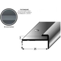 Einschubprofil "Eyeries" mit Nase für Designbeläge, Einfasshöhe 3 mm, Aluminium eloxiert, gebohrt-bronze dunkel-1000