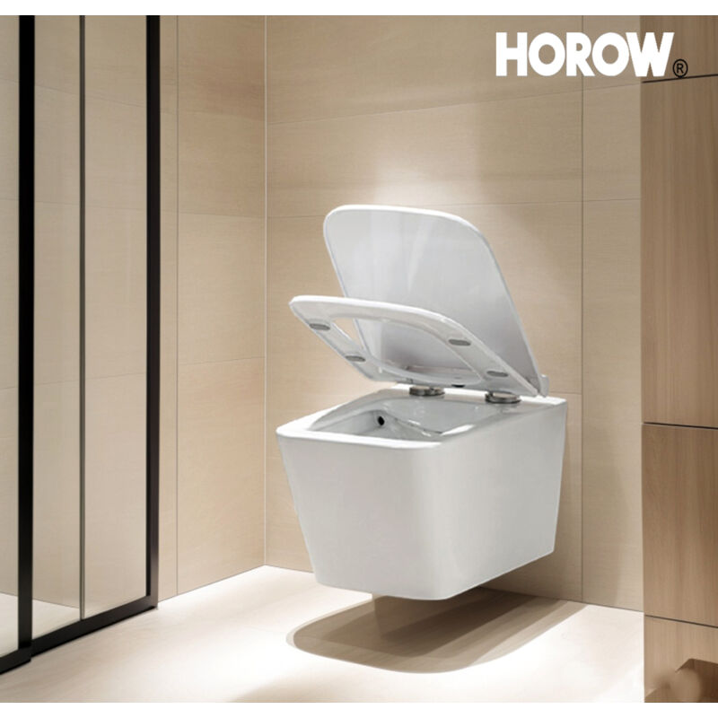 spülrandlos Hänge weniger WC Wand - - Abnahmefunktion Tiefspüler aus PP geruchsarmer weiß mit Bakterien Toilettendeckel Absenkautomatik robustem - - und wassersparendes WC
