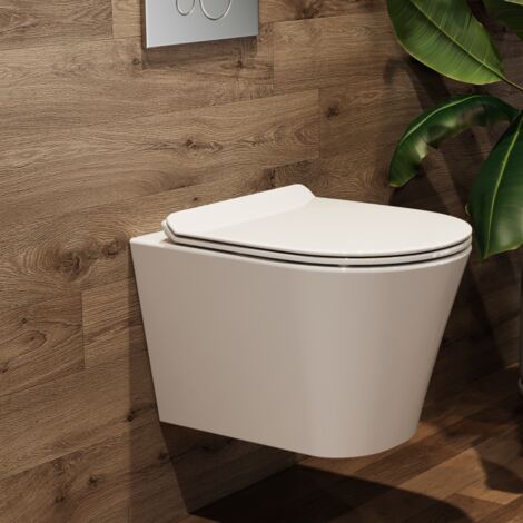 Spülrandlos Hänge Toilette Randlose WC mit Nano-Beschichtung Lotus-Effekt mit Soft Close Sitz