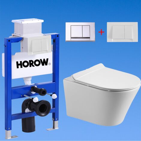 HOROW 82cm Vorwandelement Toilette Set, Unterputz Spülkasten und Wand WC mit weiß rechteckig betätigungsplatte (1/5)