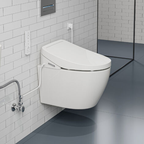 Hänge WC Toilette Set mit Intelligenter Smart Bidet Toilettesitz mit Dusch Funktion Beheizter Sitz, Nachtlicht, Warmlufttrocknung (1/5)