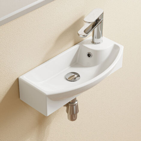 Hänge Waschbecken Waschtisch Aufsatzwaschbecken Wandmontage Handwaschbecken Waschschale  mit Hahnloch und HOROW