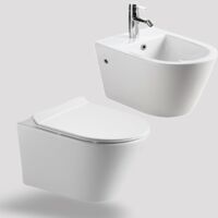HOROW Paar Randlos Aufgehängte Sanitärarmaturen Hänge Spülrandloses WC + Wand Bidet SoftClose Sitz