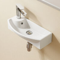Hänge Waschbecken Waschtisch Aufsatzwaschbecken Wandmontage Handwaschbecken Waschschale mit linken Hahnloch 45.4 x 22.6 x 12.9 cm