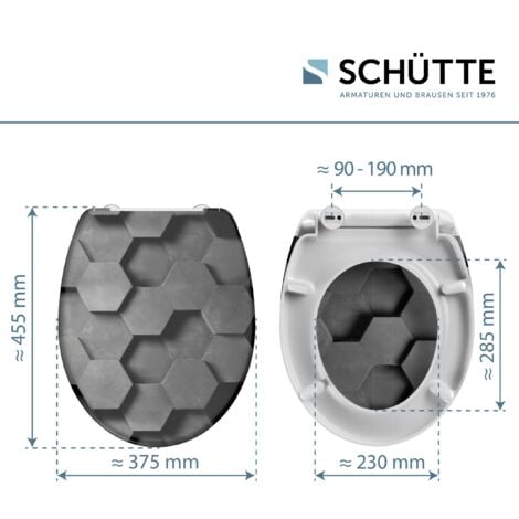 Duroplast WC-Sitz GREY HEXAGONS, mit Absenkautomatik und Schnellverschluss