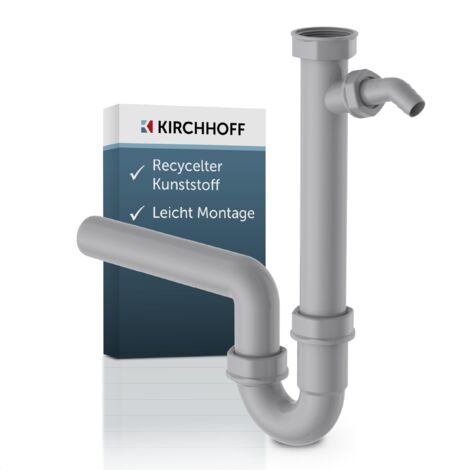 ECO-SAVE KS Spültisch-Röhrensiphon,Grau, 1 1/2"IG x 40 mm, mit 3/4" Geräteanschluss