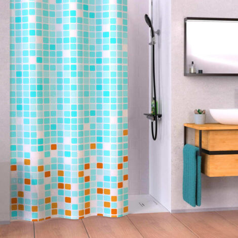 Duschvorhang, Mosaik Blau/Orange