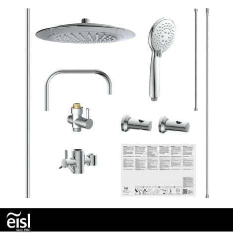 Überkopfbrause-Set, Chrom, zum Kleben