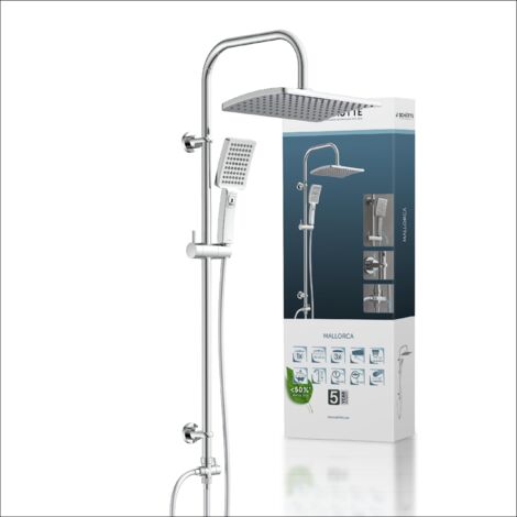 SCHÜTTE Duschsystem ohne Thermostat Dusche Regendusche Edelstahl Brausestange Höhenverstellbar Wellness Kopfbrause mit Handbrause 3-fach verstellbar Dichtung zum Wasser sparen 60660