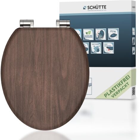 MDF WC-Sitz DARK WOOD, mit Absenkautomatik
