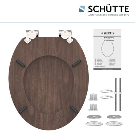 MDF WC-Sitz DARK WOOD, mit Absenkautomatik