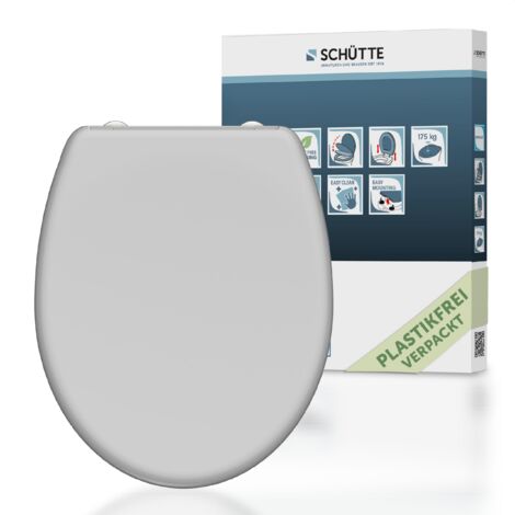 SCHÜTTE WC-Sitz aus Duroplast mit Absenkautomatik und Schnellverschluss Toilettendeckel Uni Klodeckel Einfarbig 82302