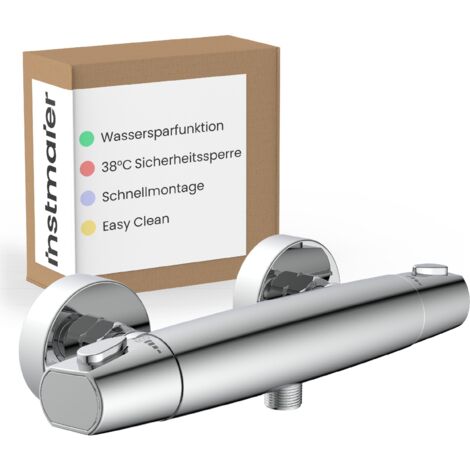 INSTMAIER Thermostat Duscharmatur Wasserhahn Bad mit Brauseanschluss Einhebelmischer Mischbatterie Dusche Sicherheitssperre Eco-Stopp-Funktion zum Wasser sparen 2011010