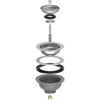 ECO-SAVE KS Korbventil, Grau, 1 1/2"AG, Edelstahl-Ventilkelch & Sieb Ø 114 mm