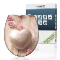 SCHÜTTE WC-Sitz aus Duroplast mit Absenkautomatik und Schnellverschluss Toilettendeckel mit Motiv Klodeckel Herz Romantik 82370