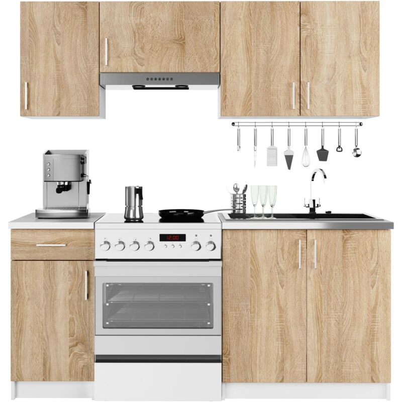 Akord Set di Mobili da Cucina Lima Cucina Completa Piccola Mobile  Componibile Cucina su Misura 180 cm Cucine Componibili Piccole Per design  moderno e Tradizionale BiancoRovere di Sonoma