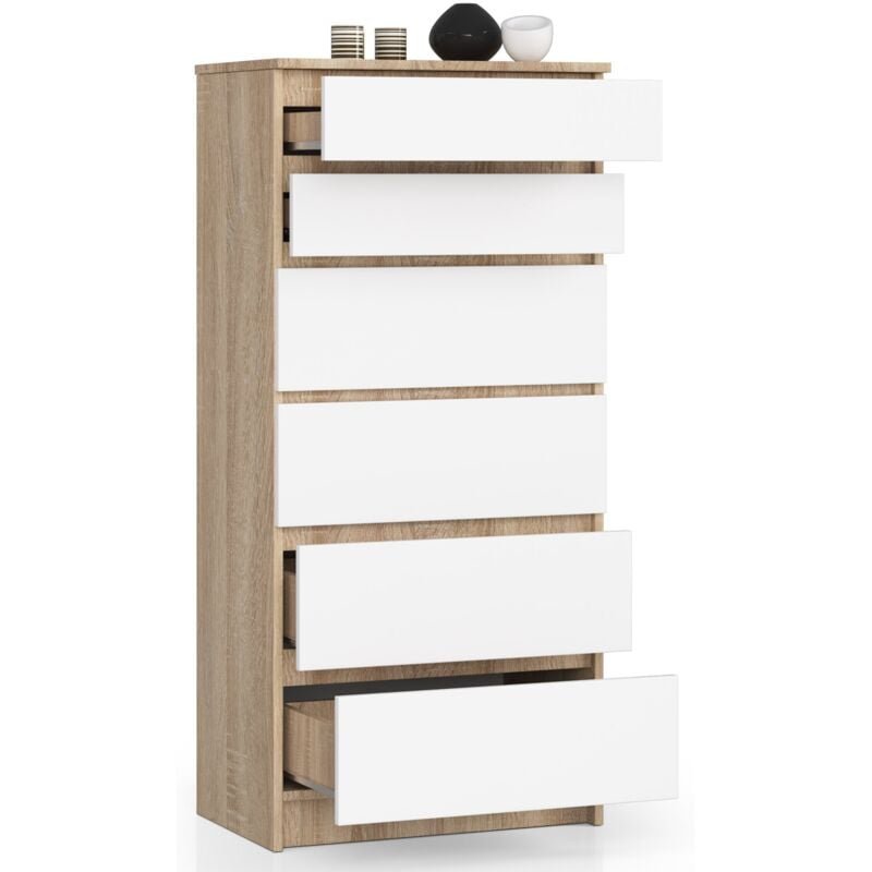 AKORD Cassettiera K 160 cm 10 (2 x 5) Cassetti Moderna Mobiletto per il  soggiorno Camera da letto Armadio Soggiorno Bagno Salvaspazio 160 x 121 x  40 cm Peso 80 kgBianco / Bianco lucido