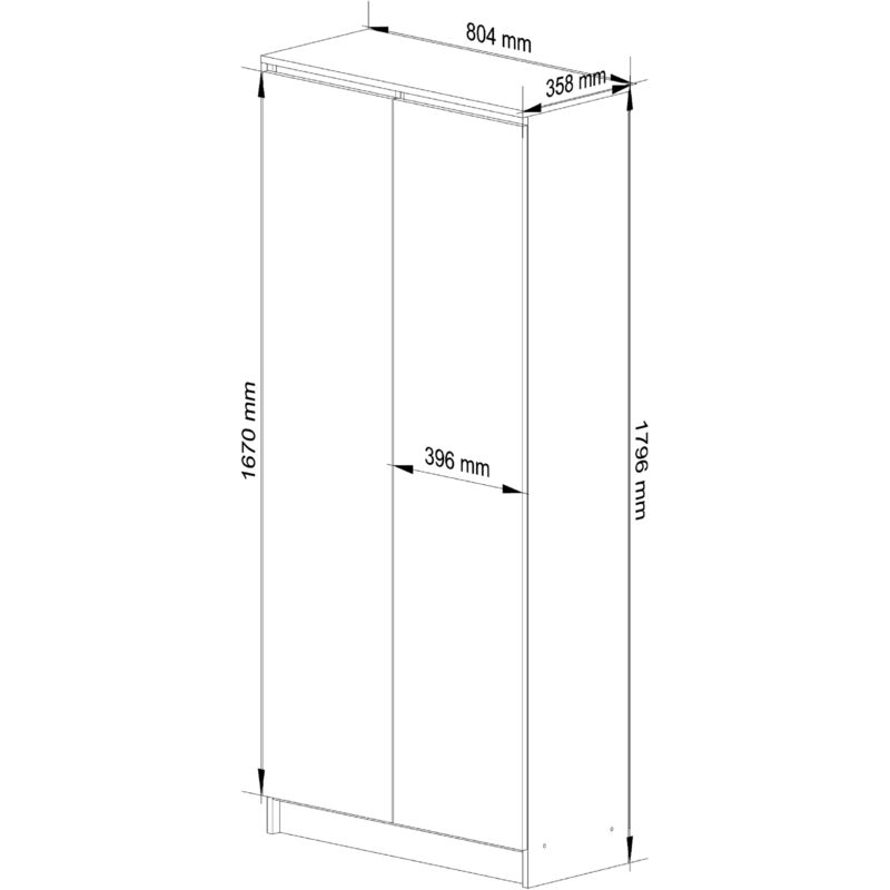 AKORD Libreria per ufficio CLP Armadio 80 cm 8 Ripiani e 2 Ante