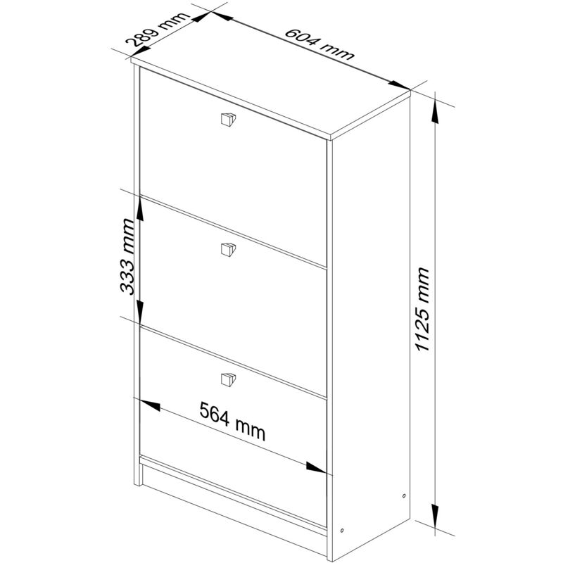 AKORD Scarpiera con 3 ribalta-scarpe Ribalta-scarpe Scarpiera chiusa Panca per  scarpe Contenitore per scarpe L60 x H113 x P28,5 cm, peso 29 kg Colore:  Rovere Sonoma