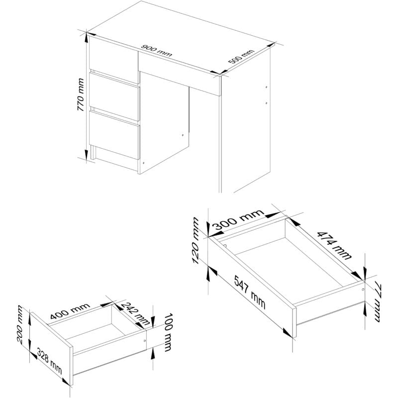 Cassettiera a Tre Cassetti per Scrivania, Nero Grafite - Scrivanie per  computer - Arredamento Ufficio - Ufficio