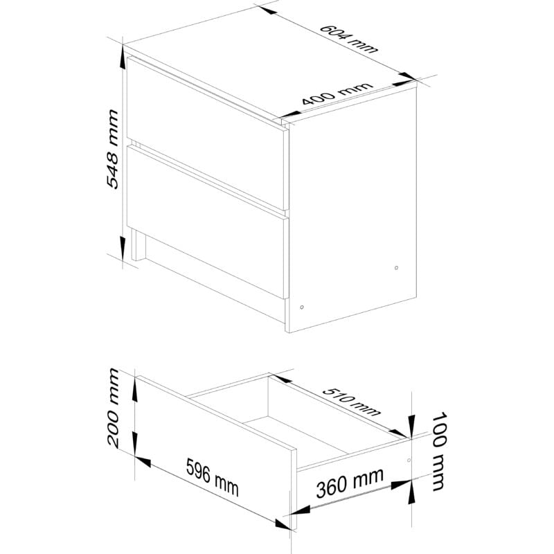 AKORD Cassettiera K 140 cm 6 (2 x 3) Cassetti Moderna Mobiletto per  Soggiorno Sala da Pranzo Camera da Letto Armadio Cameretta 138 x 77 x 40 cm  Peso 51kg Ontano