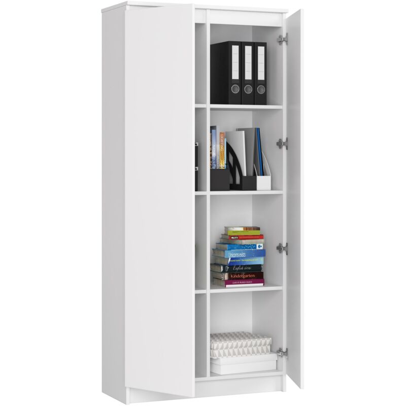 ADGO R80 2D 8P CLP - Libreria chiusa con 2 ante e 8 ripiani, 80 x 180 x 35  cm, scaffale con scomparti, scaffale per riporre oggetti, scaffale per