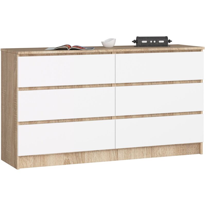 AKORD Cassettiera K 140 cm 8 (2 x 4) Cassetti Moderna Mobiletto per  Soggiorno Sala da Pranzo Camera da Letto Armadio Cameretta 138 x 99 x 40 cm  Peso 72kg Wenge / Rovere di Sonoma