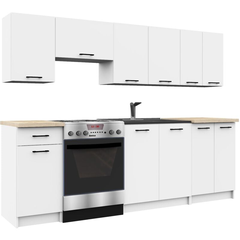 Akord Set di Mobili da Cucina Olivia Cucina Completa Piccola Mobile  Componibile Cucina su Misura 240 cm Cucine Componibili Piccole Per un  design moderno e Tradizionale Bianco