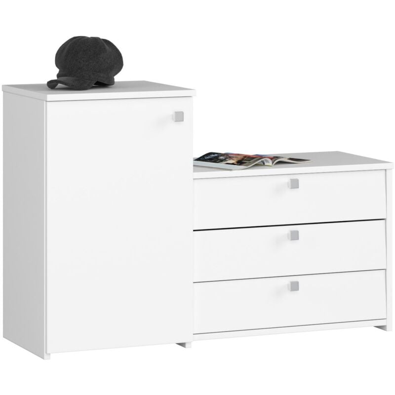 Akord Armadio 2 in 1 + Organize Scarpiera Portascarpe in legno Grande  Capacità di Stoccaggio Salva-Spazio per il Corridoio Moderne 98,4 x 68/43 x  33 cm Peso 29 kg Bianco