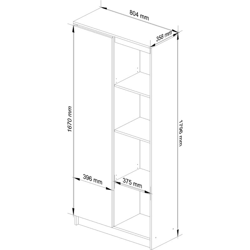 AKORD Libreria per ufficio CLP Armadio 80 cm 8 Ripiani e 2 Ante