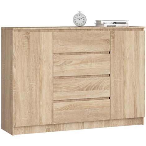 Cassettiera AKORD K140 Sonoma Quercia 138 cm 2 ante 4 cassetti 138x40x99 cm