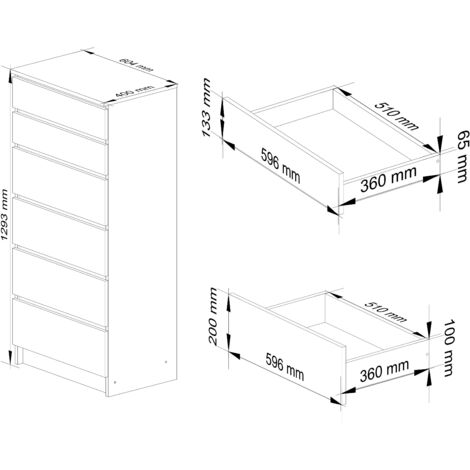 AKORD Cassettiera a 6 Cassetti Credenza Alta Moderna Mobiletto per  Soggiorno Sala da Pranzo Camera da