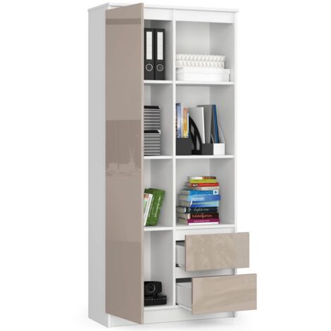 AKORD Libreria per Ufficio CLP 80 cm con 7 Ripiani 2 Cassetti e Ante Porta  Libri