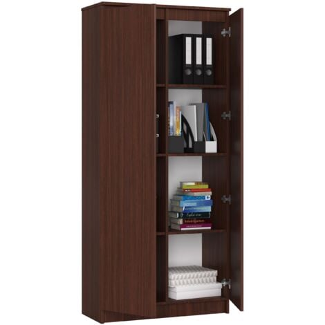 AKORD Libreria per ufficio CLP Armadio 80 cm 8 Ripiani e 2 Ante Libreria  Chiusa Porta Libri Mobile Moderna con Ripiani Salvaspazio Librerie da Terra  Wit / Wengé