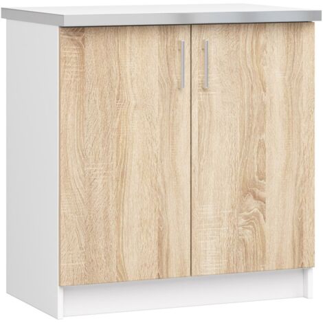 Mobile cucina modulare con piano di lavoro AKORD LIMA Bianco 80 cm 2 ante inserto frontale Sonoma Quercia 80x44,5x82 cm