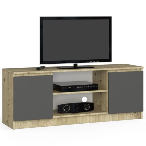 Mobile TV AKORD Quercia Artisan 120 cm 2 ante inserto frontale Grigio Grafite 120x40x55 cm