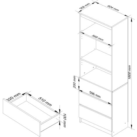 AKORD Libreria per Ufficio 60 cm Mobile con 1 Cassetto 4 Ripiani