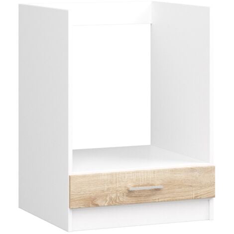 Mobile da cucina per incasso del forno AKORD S60 sistema LIMA Bianco 60 cm 1 anta inserto frontale Sonoma Quercia 60x55x82 cm