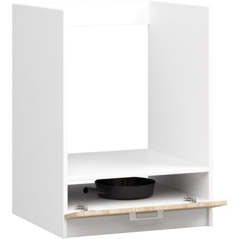 Mobile da cucina per incasso del forno AKORD S60 sistema LIMA Bianco 60 cm 1 anta inserto frontale Sonoma Quercia 60x55x82 cm