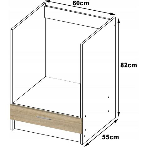 Mobile da cucina per incasso del forno AKORD S60 sistema LIMA Bianco 60 cm 1 anta inserto frontale Sonoma Quercia 60x55x82 cm