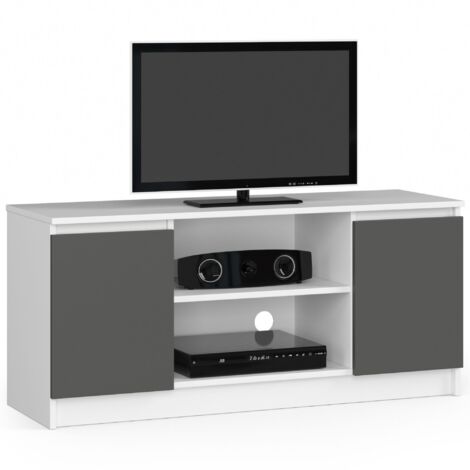 Mobile TV AKORD Bianco 120 cm 2 ante inserto frontale Grigio Grafite 120x40x55 cm