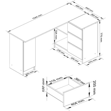 Scrivania con ripiano - 120 x 60 cm - 100 kg + 3 x 20 kg