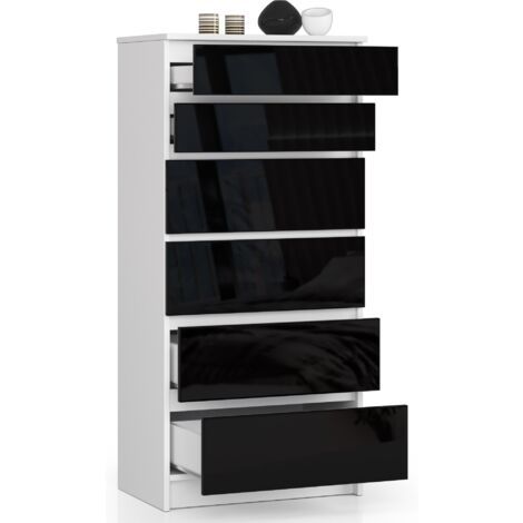 AKORD Cassettiera K60 con 6 Cassetti, Credenza Alta, Moderna Mobiletto  per Soggiorno Sala da Pranzo Camera da Letto Corridoio Bagno, Armadio  Cameretta, 60x130x40 cm, 43kg