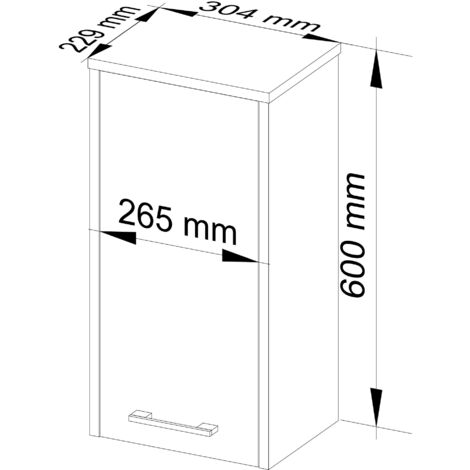 Mobile Bagno Pensile AKORD VAMI 35 Cm - 1 Anta, 3 Ripiani, Bianco E Grigio Grafite, Salvaspazio, Design Moderno