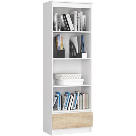 Libreria AKORD R60 Bianco, Sonoma Quercia 60 cm 1 cassetto 60x35x180 cm (1/5)