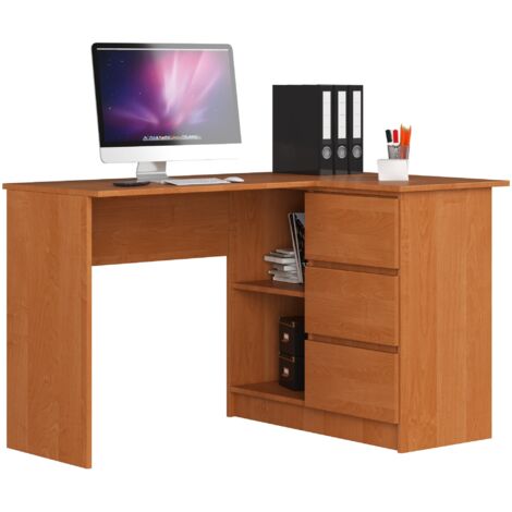 Scrivania angolare AKORD B16 Ontano 124 cm 3 cassetti 124x85x77 cm Modello a destra